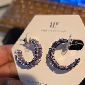 Chic Lab Amethyst Ice Hoop Earrings